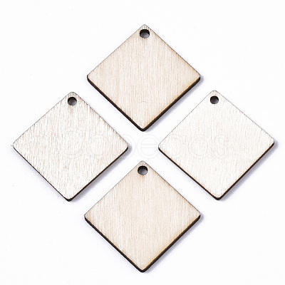 Unfinished Natural Poplar Wood Pendants WOOD-S045-110-1