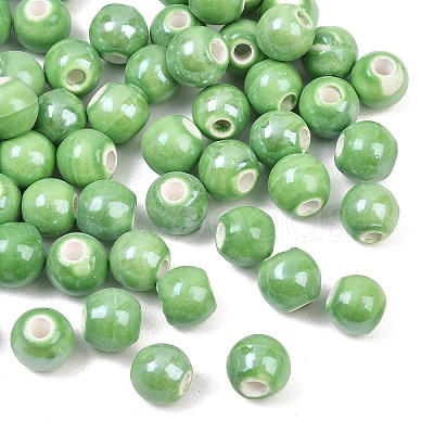 Glazed Porcelain Round Beads X-PORC-S489-8mm-09-1