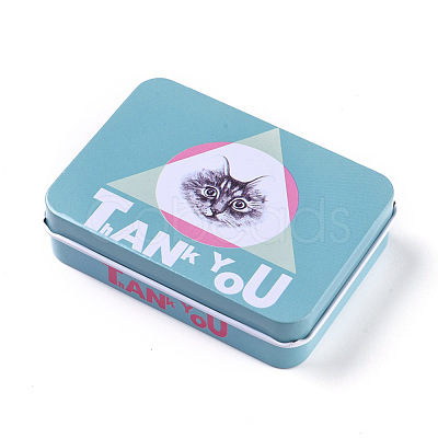 Cat Pattern Tinplate Empty Boxes CON-WH0073-15G-1