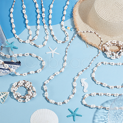 Natural Shell Beaded Long Necklaces for Women AJEW-WH0460-131C-1