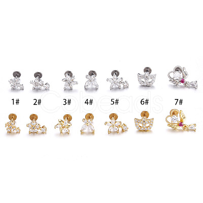 Stainless Steel Micro Pave Clear Cubic Zirconia Internally Threaded Labrets WGBE4CC-09-1