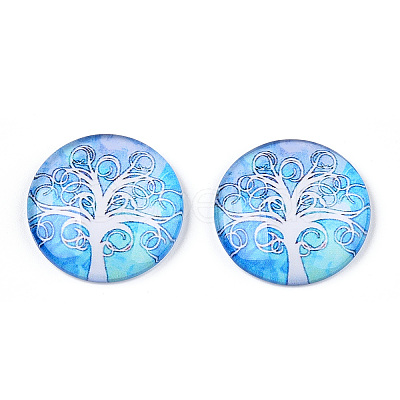 Half Round/Dome Tree Pattern Glass Flatback Cabochons for DIY Projects LS-GGLA-Q037-25mm-M28-08-1