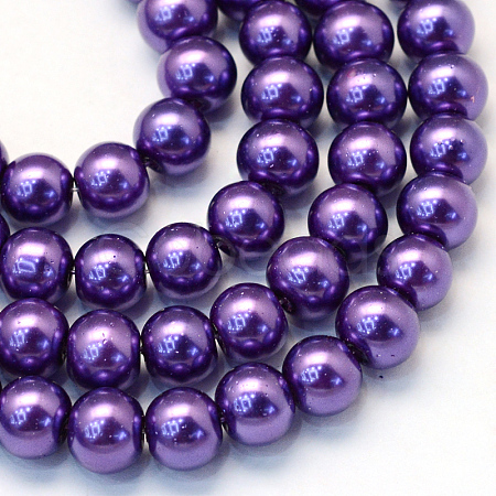 Baking Painted Pearlized Glass Pearl Round Bead Strands HY-Q003-6mm-76-1