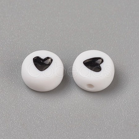 Acrylic Enamel Beads OACR-WH0003-04A-1