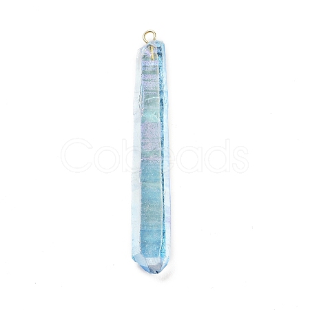Electroplated Natural Quartz Pendants G-P315-B01-10G-1