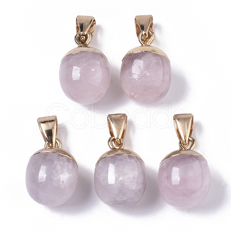 Top Golden Plated Natural Rose Quartz Pendants G-T131-03N-1