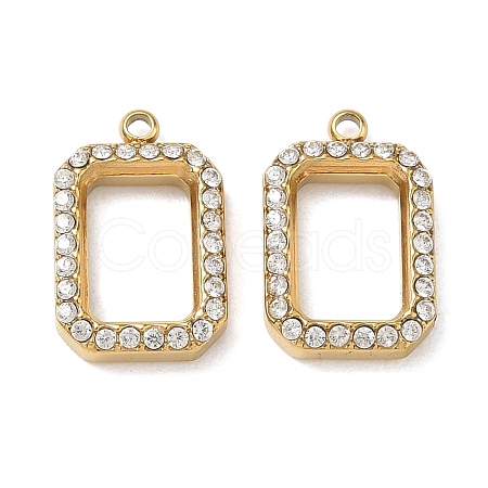 304 Stainless Steel Micro Pave Clear Cubic Zirconia Pendants CU-CBAF0F8-03G-G-1