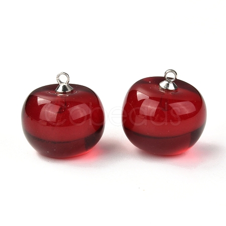 Resin Pendants with Glass Kernel and Stainless Steel Top Ring RESI-A015-01-1