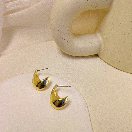 Crescent Moon Alloy Stud Earrings WG64463-23-1