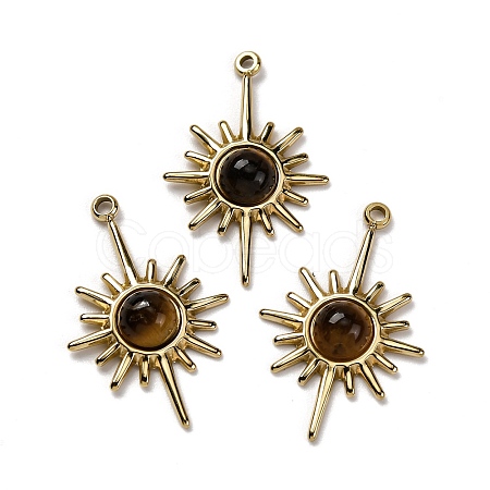 Natural Tiger Eye Pendants STAS-R005-02G-1
