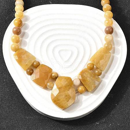 Natural Topaz Jade Faceted Bib Graduated Beaded Necklaces for Women NJEW-B128-01G-1