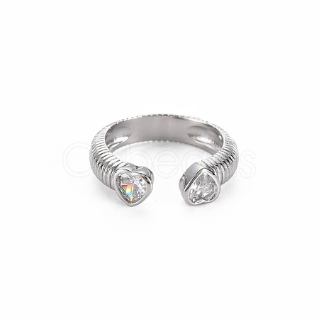 Brass Micro Pave Cubic Zirconia Cuff Rings RJEW-S045-155P-1