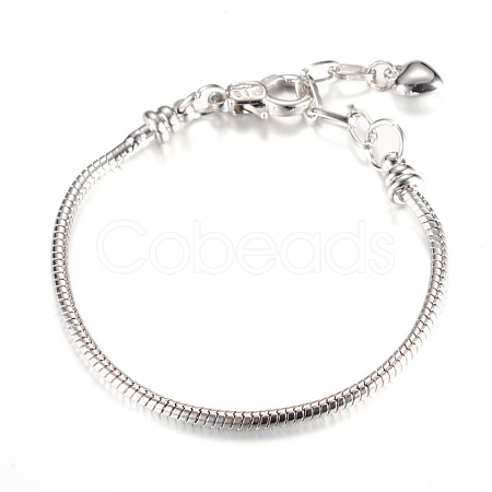 Brass European Style Bracelet Jewelry Making X-KK-S756-17cm-01P-1