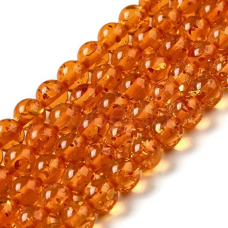 Resin Imitation Amber Beads Strands RESI-Z017-01B-1