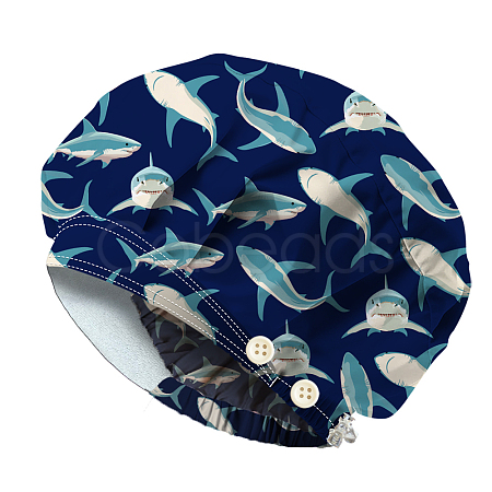 Cotton Adjustable Printed Bouffant Hats Working Caps for Women Men AJEW-WH0677-004-1