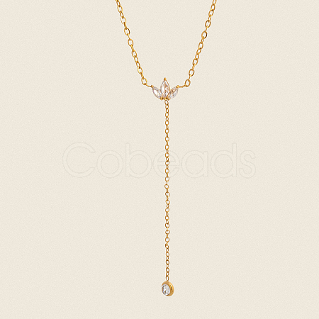 White zircon tassel Y pendant necklace stainless steel vacuum plating collar chain jewelry ZN1506-1