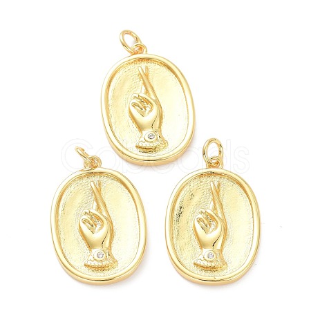 Brass Micro Pave Clear Cubic Zirconia Pendants ZIRC-L091-085G-1