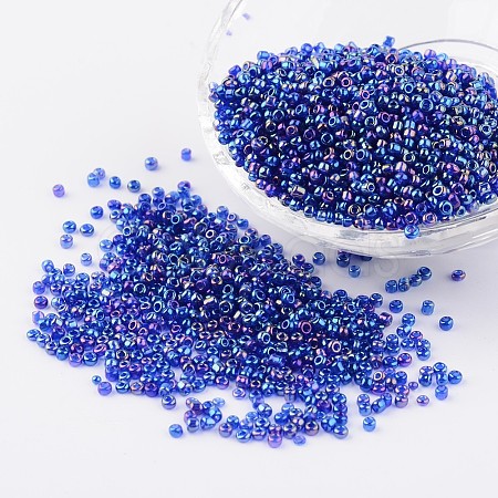 Round Transparent Colors Rainbow Glass Seed Beads X-SEED-A007-2mm-168-1