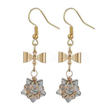 Glass Star Dangle Earrings EJEW-JE05548-03-1