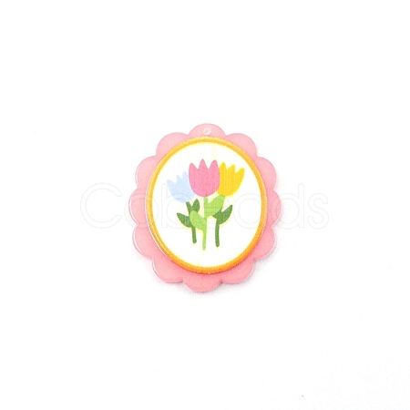 Opaque Embossed Printed Acrylic Pendants MACR-CJC0003-10B-1