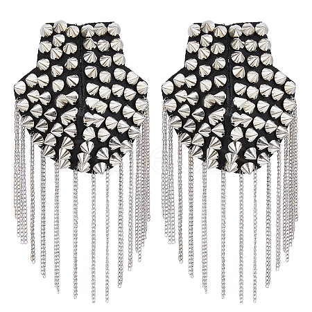 Fashionable Punk Style Chain Tassel Epaulettes DIY-WH0304-475P-1