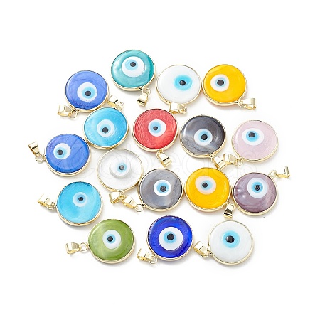 Handmade Evil Eye Lampwork Pendants LAMP-F031-02G-1