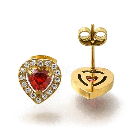 Ion Plating(IP) 304 Stainless Steel Stud Earrings EJEW-H018-01G-01-1