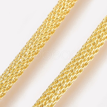 Rack Plating Brass Mesh Chain Necklaces X-NJEW-O101-12G-1