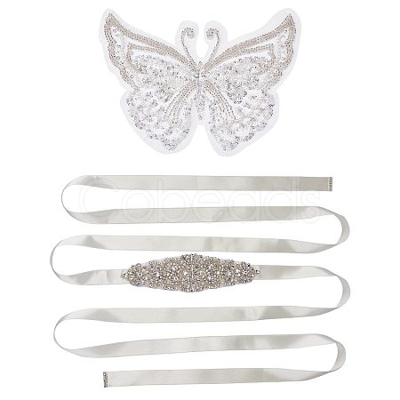 1Pc 3D Butterfly Polyester Computerized Embroidery Appliques for Wedding Dress DIY-GF0006-64-1