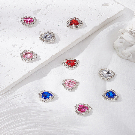10Pcs 5 Colors Brass & Acrylic Sew On Rhinestone FIND-LP0007-22-1