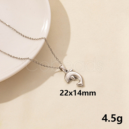 304 Stainless Steel Whale Pendant Necklaces XW2884-1-1
