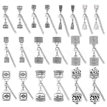 20Pcs 10 Styles Alloy Cord Ends with Lobster Claw Clasps HJEW-PH02011-1