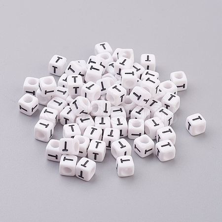 50g Opaque Acrylic Horizontal Hole Letter Beads SACR-TA0001-19Q-1