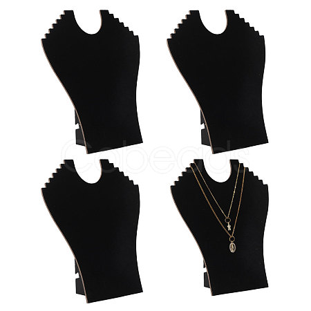 4Pcs Bust Shaped Velvet Necklace Display Stands ODIS-CA0001-34-1