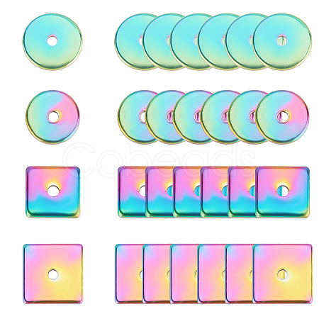 48 Pcs 4 Styles PVD Vacuum Plating 304 Stainless Steel Spacer Beads STAS-UN0022-36-1