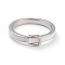 Brass Enamel Finger Rings, White, Real Platinum Plated, US Size 7(17.3mm)