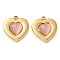 304 Stainless Steel Charms,  Heart, with Cat Eye, Manual Polishing, Ion Plating(IP), Golden, 14.5x13x3.5mm, Hole: 1.4mm