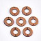 Painted Poplar Wood Links, Donut, Chocolate, 18x2.5mm, Hole: 1.6mm