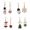 4 Sets 4 Styles Lampwork & Alloy Enamel Dangle Earrings Set, Snowflake & Gift & Christmas Tree & Santa Claus Brass Earrings for Women, Mixed Color, 37~46mm, Pin: 0.9mm, 1 Set/style