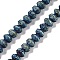 Electroplated Natural Lava Rock Beads Strands, Rondelle, Saucer Beads, Blue Plated, 6x4mm, Hole: 1mm, about 94pcs/strand, 15.94''(40.5cm)