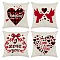 Burlap Customization Pillow Covers Set, Square, Heart Pattern, 45x45cm, 4pcs/set