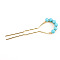 Alloy Hair Forks, with Turquoise, Hair Accessories for Women Girls, Cyan, 104x8mm