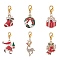 Christmas Theme Alloy Rhinestone & Enamel Pendant Decorations, with Alloy Lobster Claw Clasps, Mixed Shapes, Golden, 30~43mm, 6pcs/set