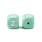 Silicone Beads for Bracelet or Necklace Making, Turquoise Cube with Word, Letter.Z, 12x12x12mm, Hole: 3mm