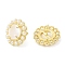 Ion Plating(IP) Natural Shell Flower Stud Earrings with Plastic Pearl Beaded, Real 14K Gold Plated Brass Jewelry, Seashell Color, 17.5mm