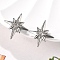 Rhinestone Star Clip-on Earrings, Magnetic 304 Stainless Steel Non-piercing Earrings, Stainless Steel Color, Crystal, 16x15.5mm