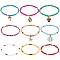 Handmade Polymer Clay Heishi Beads Anklets Sets, Natural Shell & Dolphin & Tortoise & Tassel Charm Anklets for Women, Mixed Color, Inner Diameter: 2-7/8 inch(7.3cm), 9Pcs/set