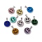 Natural & Synthetic Mixed Gemstone Pendants, Flat Round with Smiling Face Charms, with Rack Plating Platinum Tone Brass Findings, Cadmium Free & Lead Free, Mixed Dyed and Undyed, 21x18.5x3mm, Hole: 4x6mm