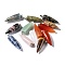 Natural Mixed Gemstone Pointed Pendants, with Platinum Brass Findings, Bullet, 32~35x10~11mm, Hole: 7X3mm