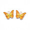 Alloy Enamel Pendants, Cadmium Free & Lead Free, Butterfly, Orange, 13.5x18x2mm, Hole: 2mm